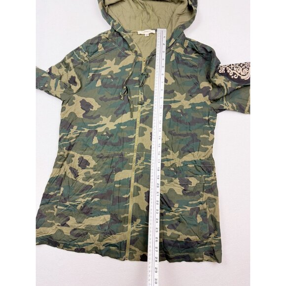ANDREE BY UNIT Boho Embroidered Camo Hooded Jacket Size M Womens - Picture 6 of 9